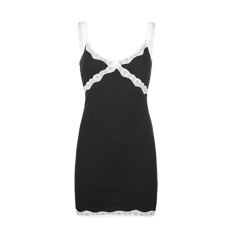 [ @horrorhailey] "LACE SLING" DRESS N090104
