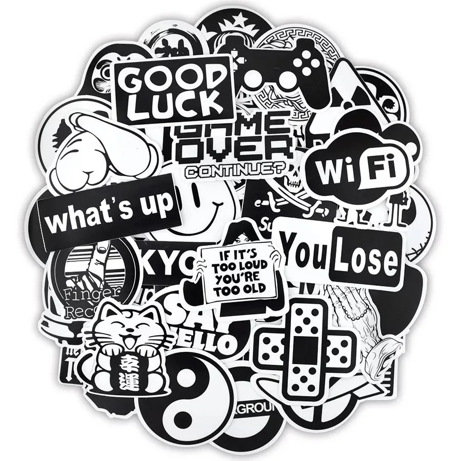 100 pieces Transparent Graffiti DIY Black and White Random Sticker Bomb Decals