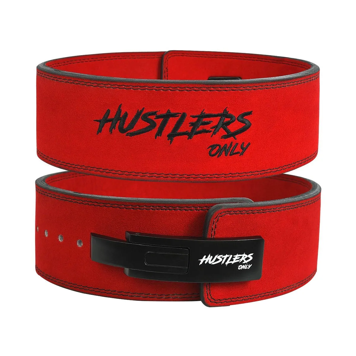 10mm Suede Leather Lever Belt - Red