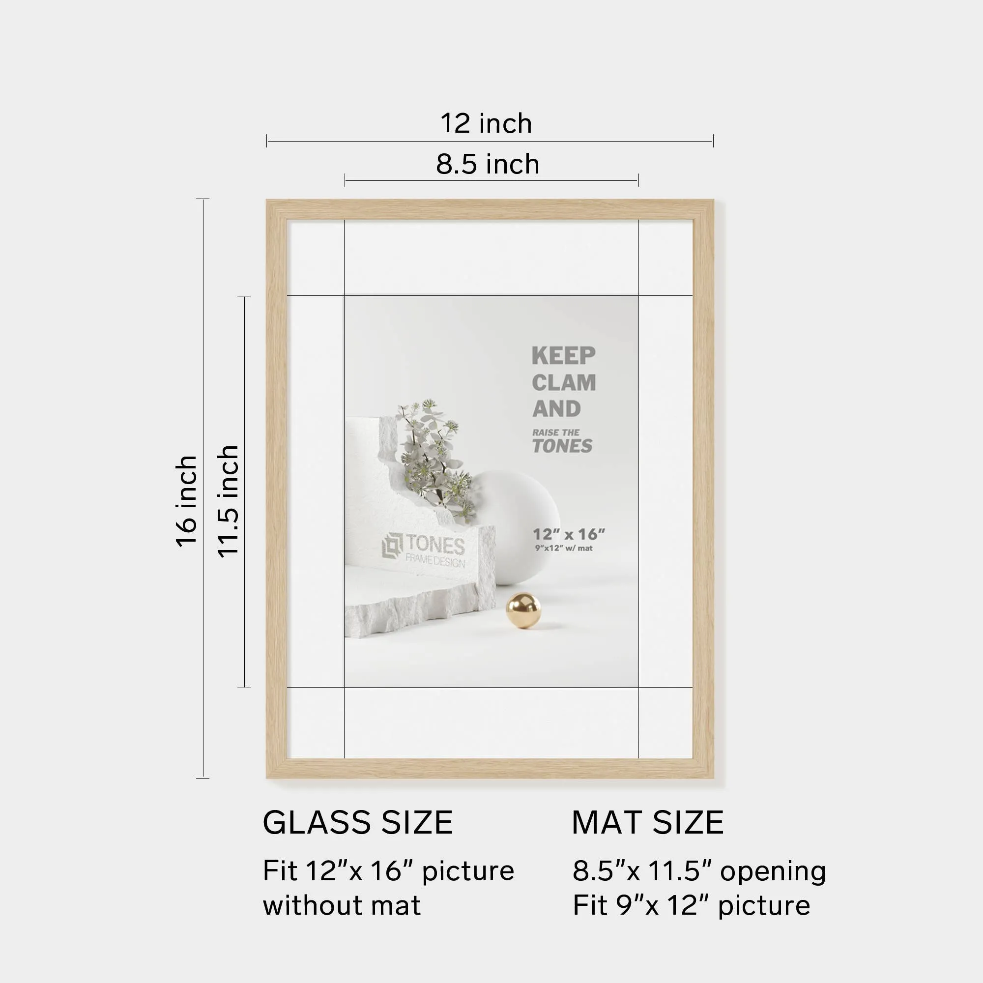 12x16 Dendro Wooden Frame: Natural