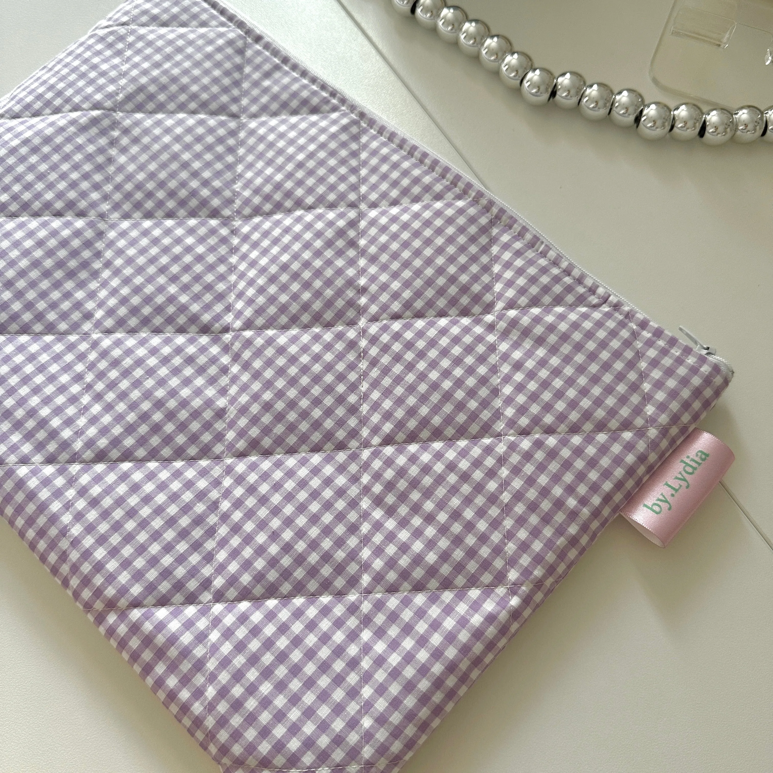 13” Laptop Pouch - Purple Gingham