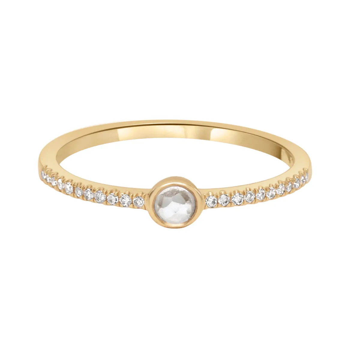 14k Moonstone Diamond Ring