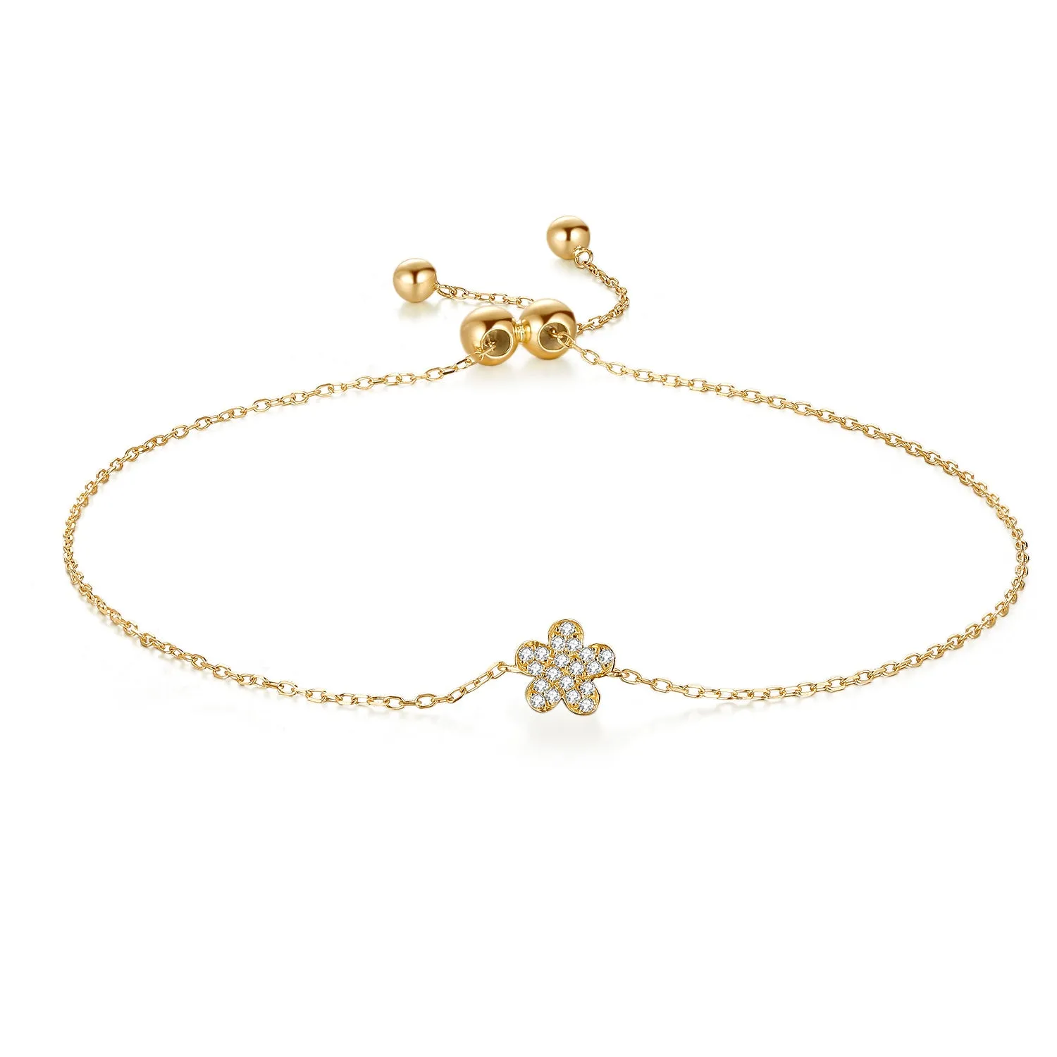 14K Solid Gold Bracelet Exclusively Handcrafted 0.037 Carat Natural Diamond (H-F Color, VS1-VS2 Clarity)
