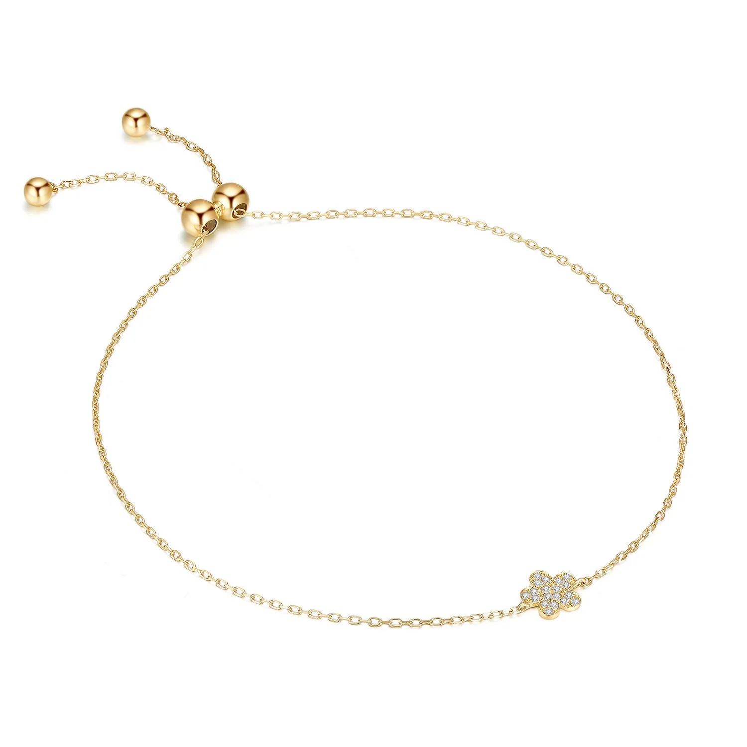 14K Solid Gold Bracelet Exclusively Handcrafted 0.037 Carat Natural Diamond (H-F Color, VS1-VS2 Clarity)