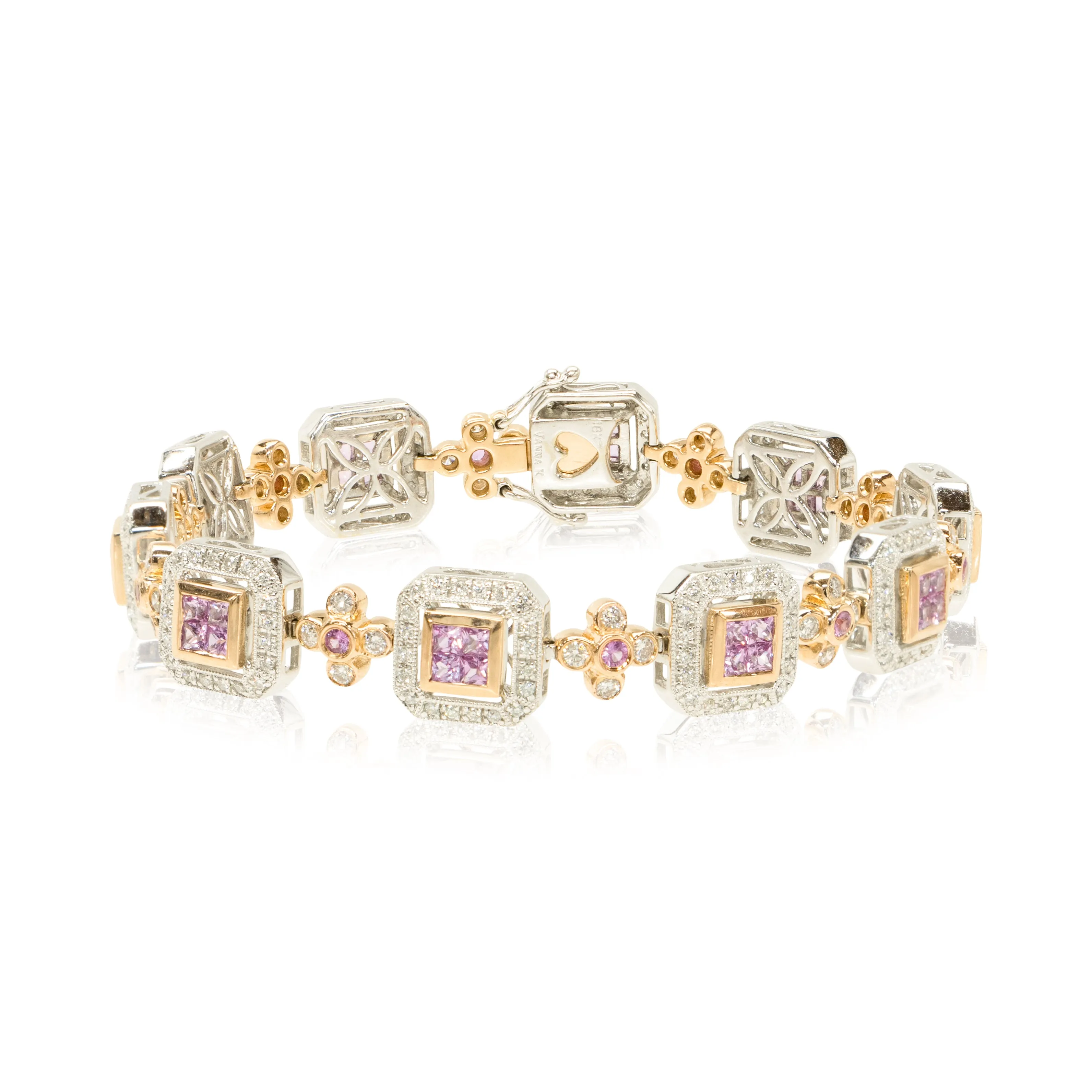 18k Gold Pink Sapphire Bracelet