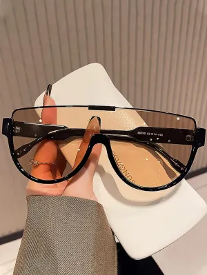 1pc Classic Half Frame Cut Edge Sunglasses