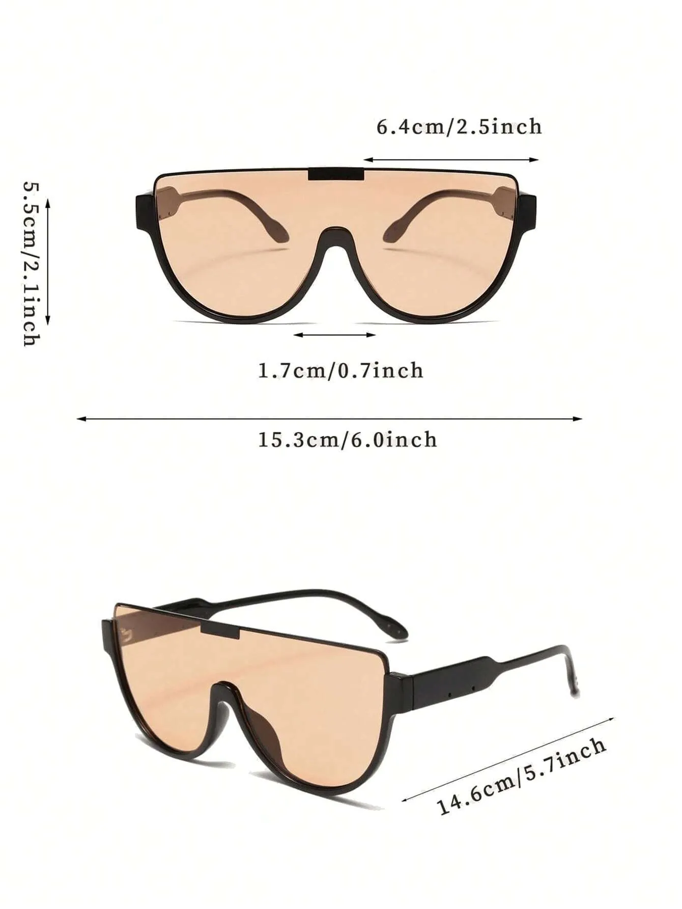 1pc Classic Half Frame Cut Edge Sunglasses