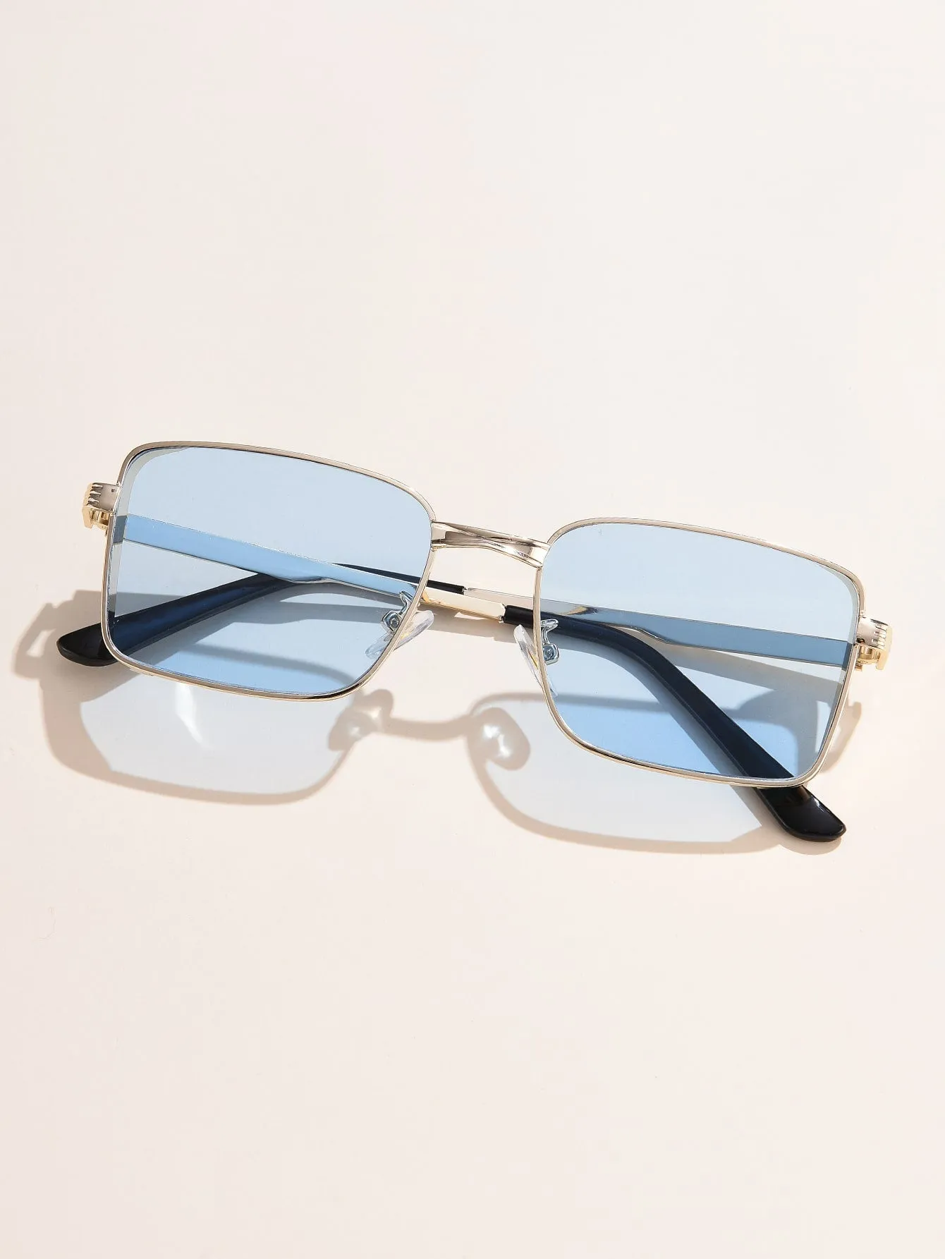 1pc Metal Trim Square Sunglasses