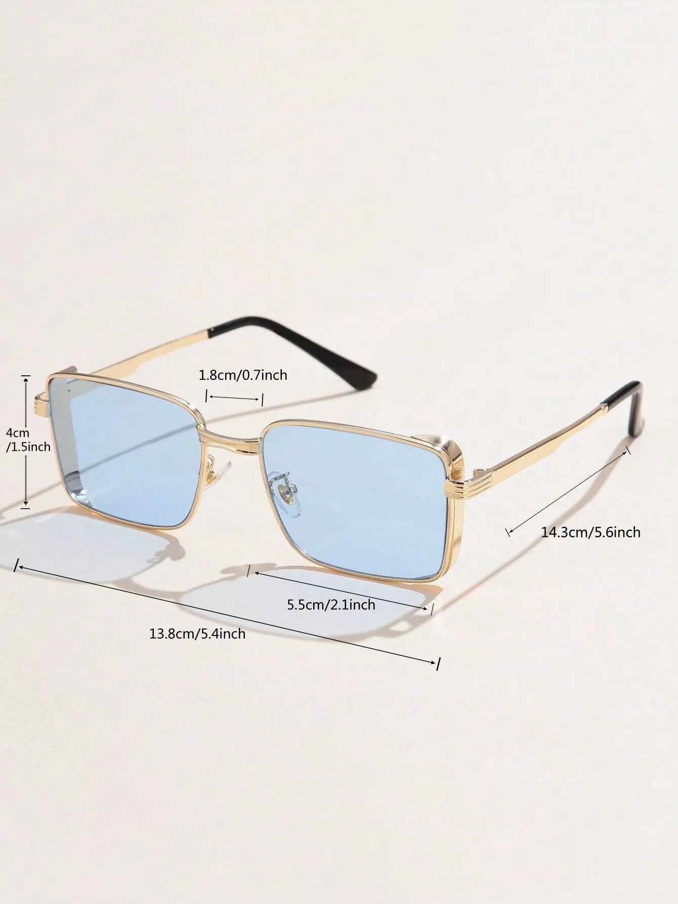 1pc Metal Trim Square Sunglasses