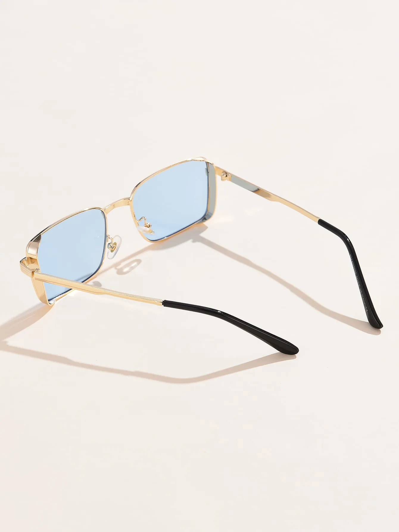 1pc Metal Trim Square Sunglasses