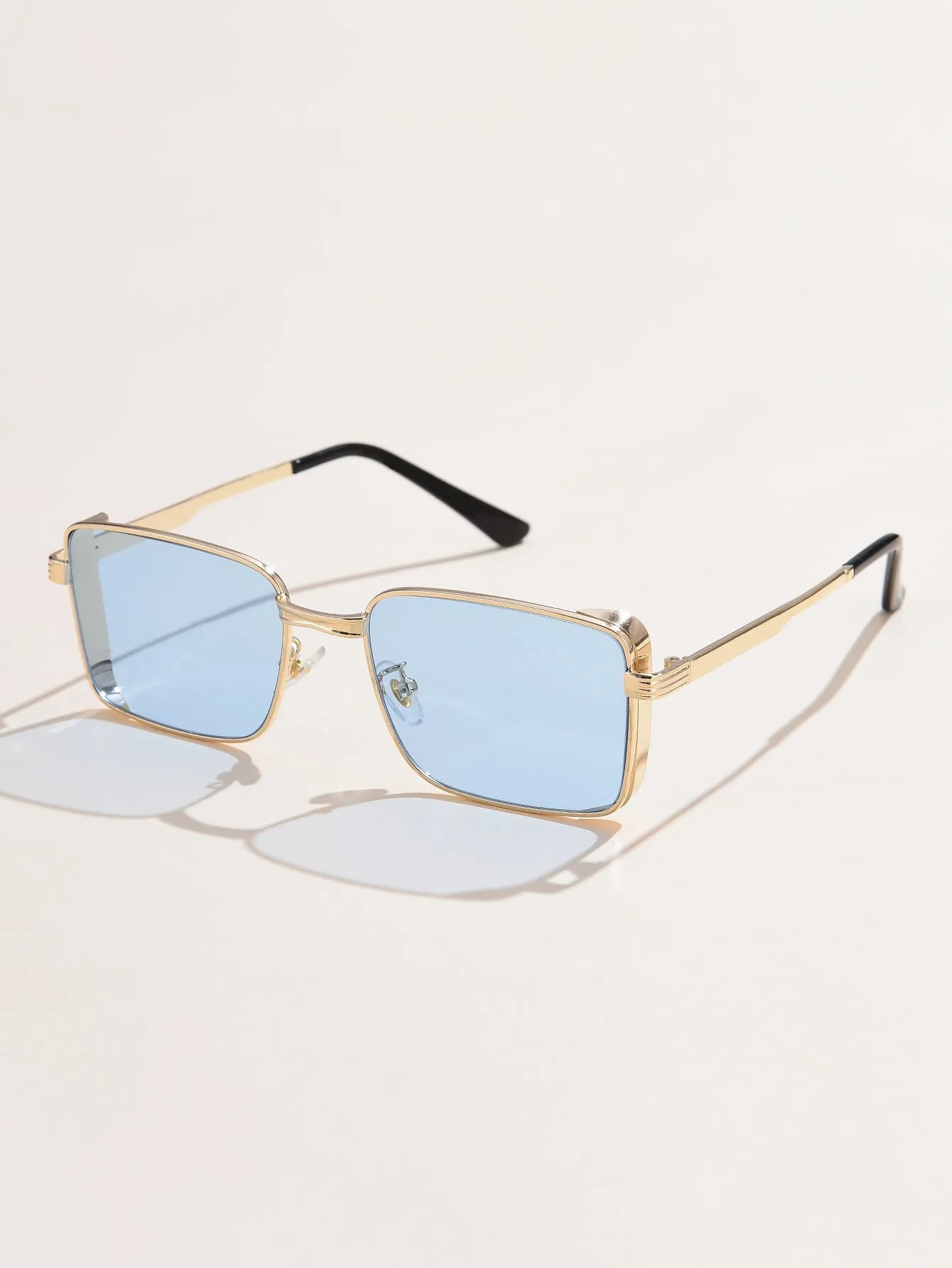 1pc Metal Trim Square Sunglasses