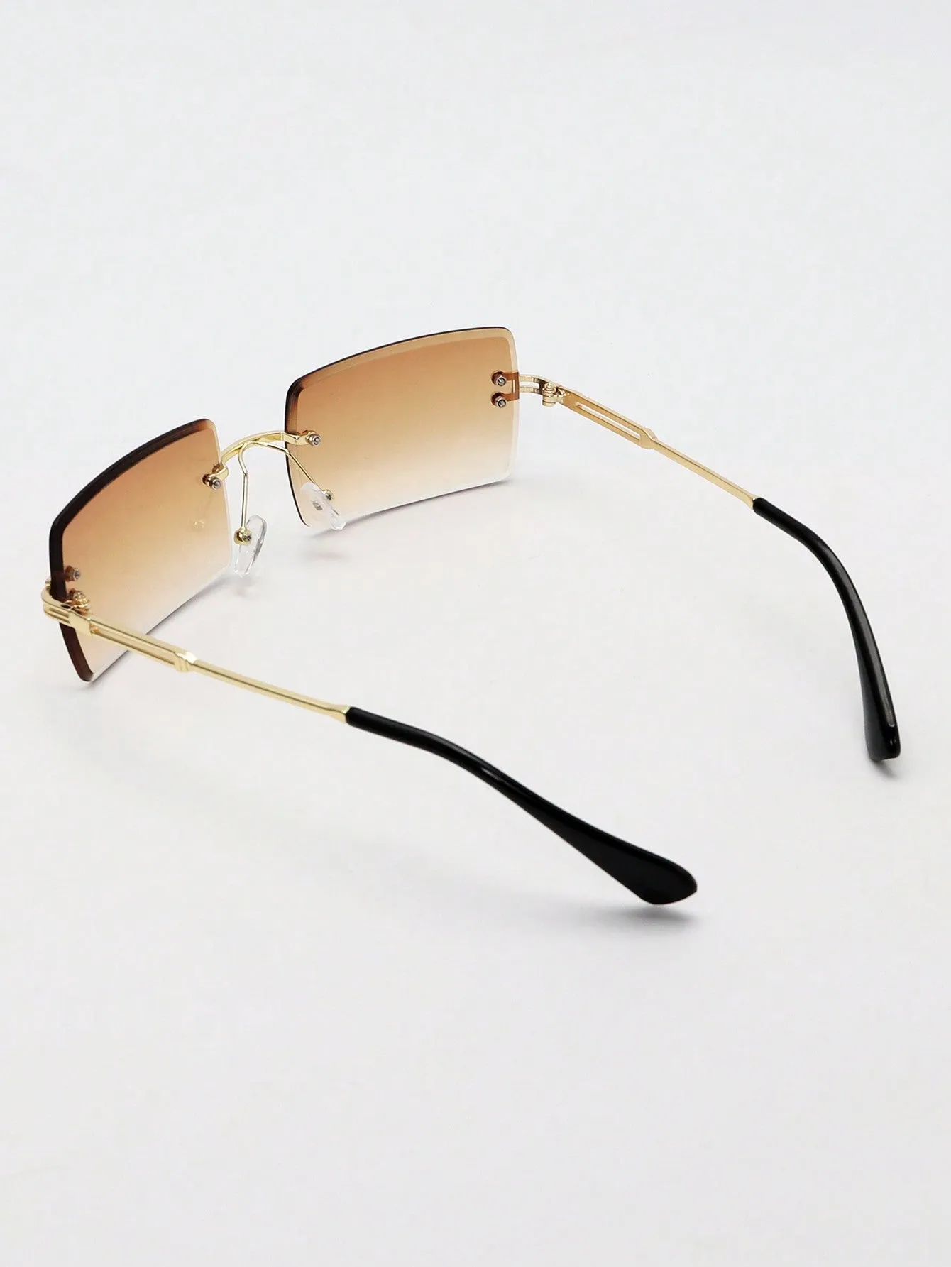 1pc Rimless Square Metal Frame Sunglasses