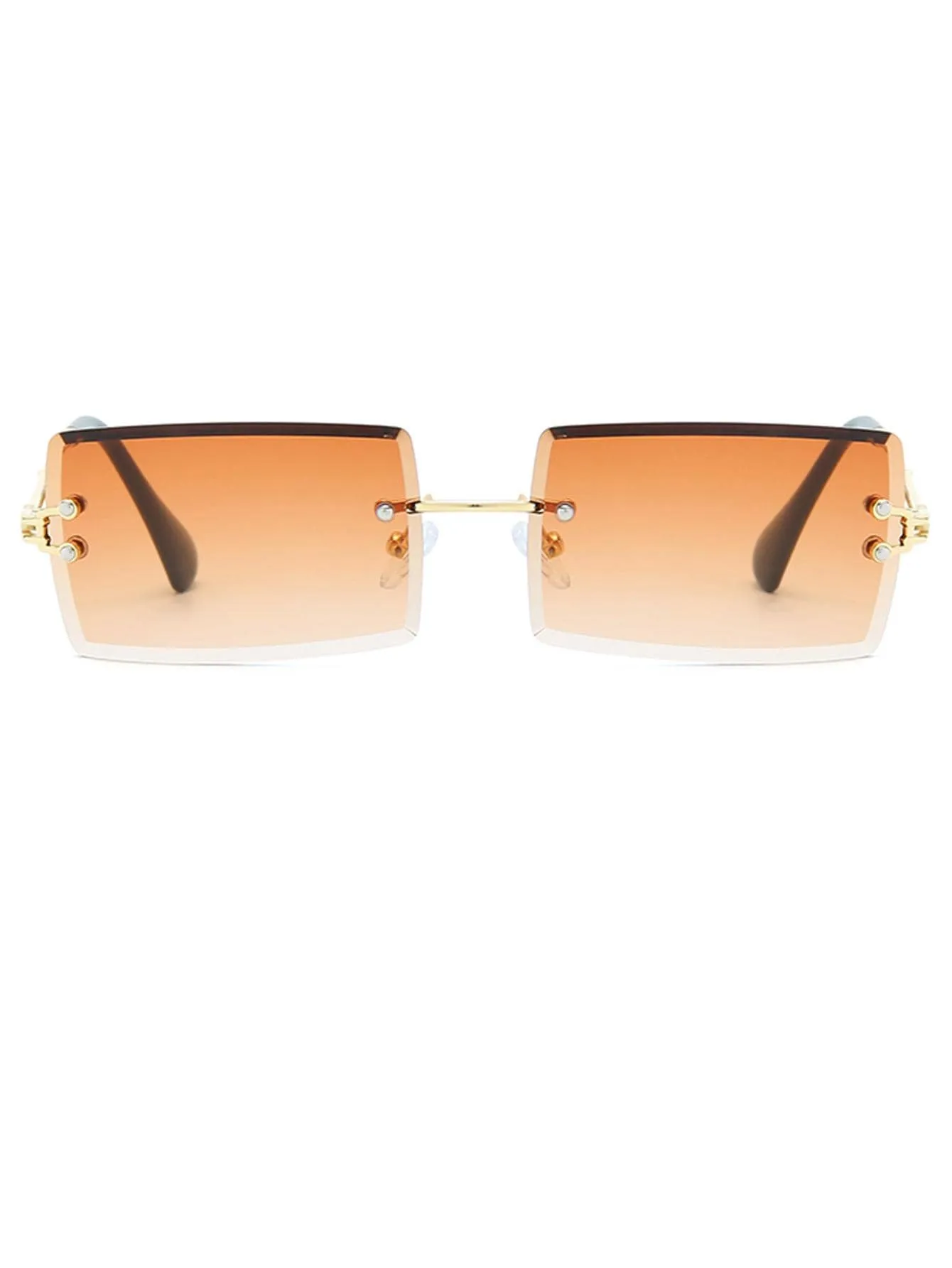 1pc Rimless Square Metal Frame Sunglasses