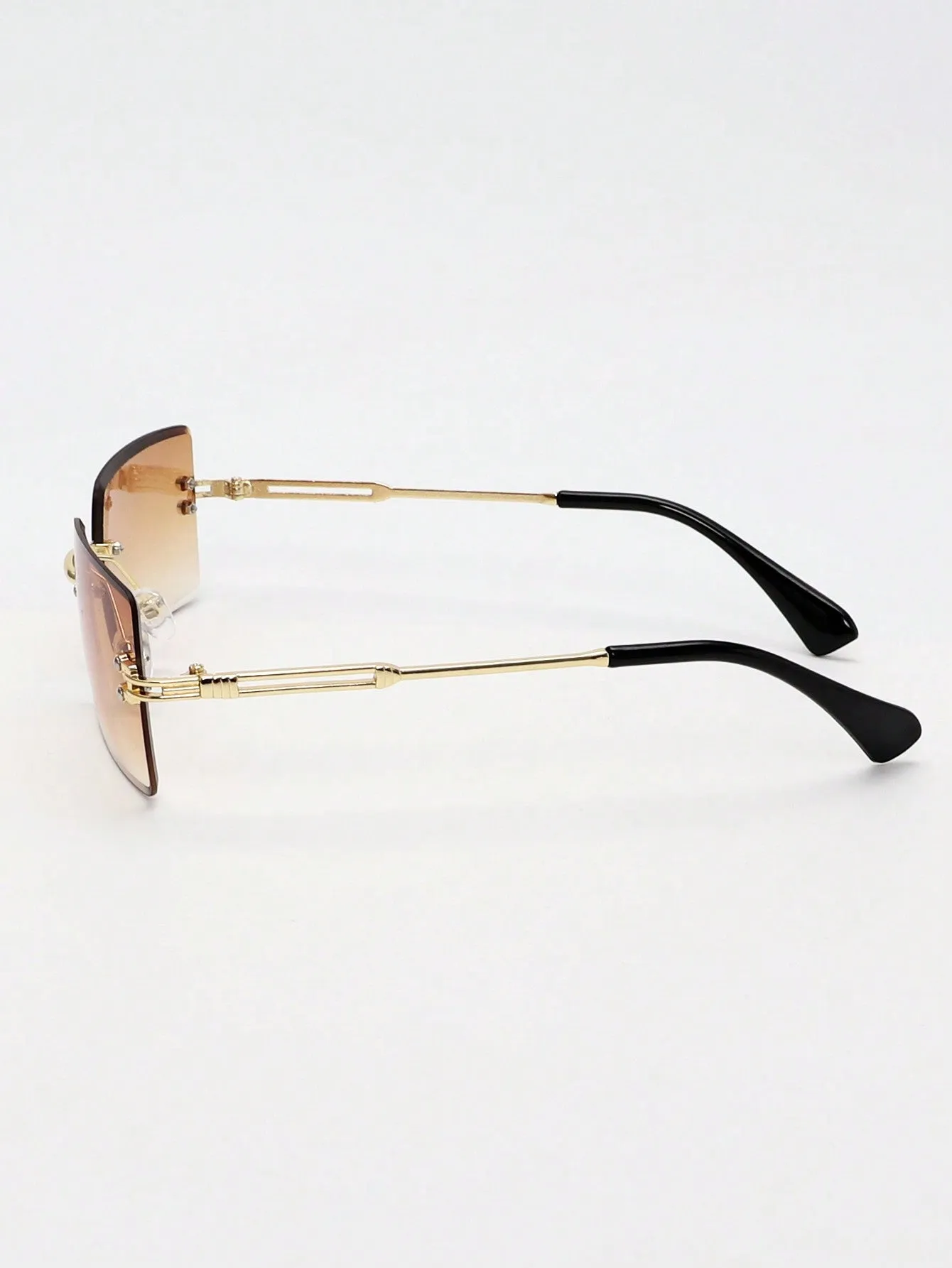1pc Rimless Square Metal Frame Sunglasses