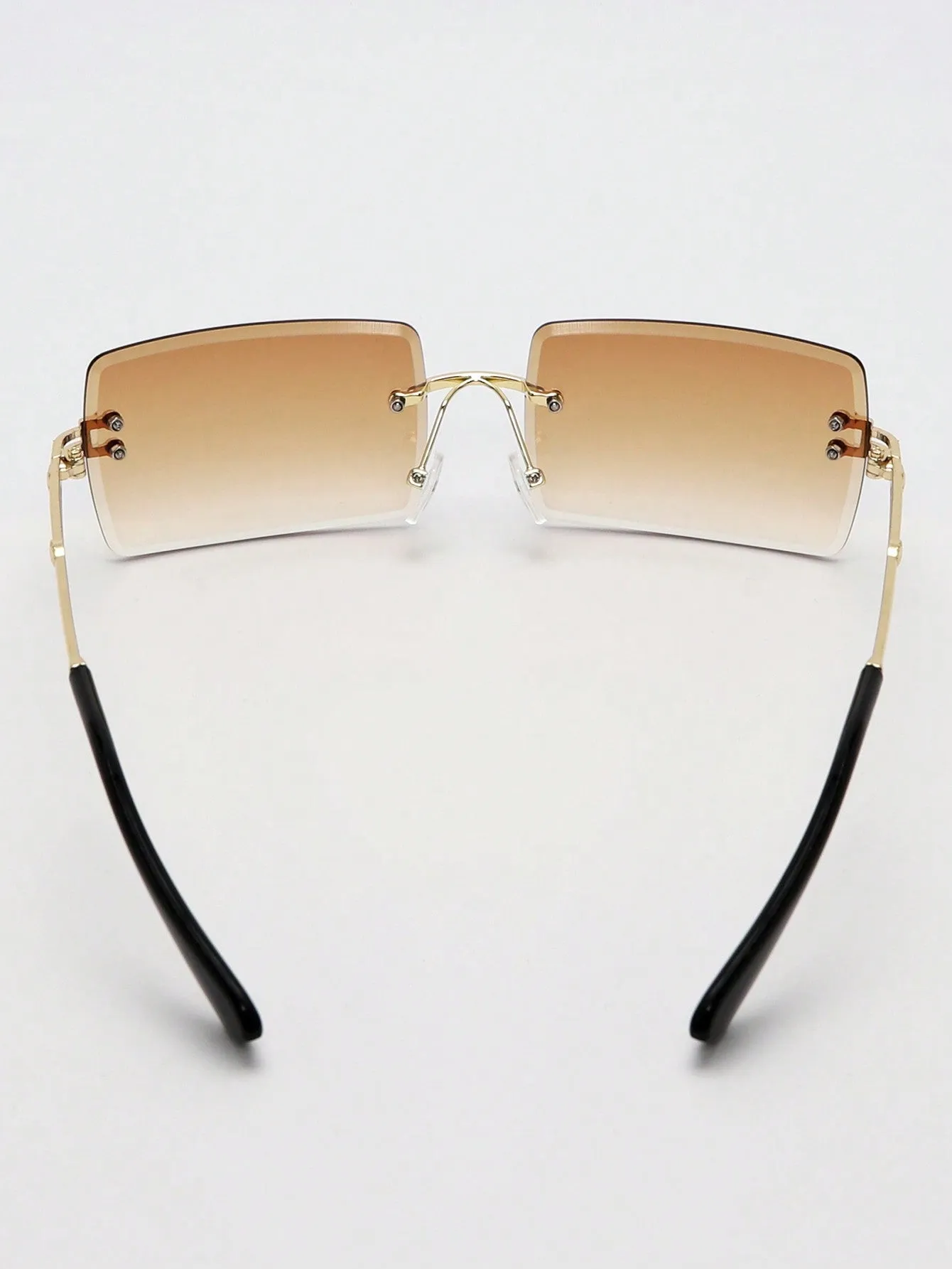 1pc Rimless Square Metal Frame Sunglasses
