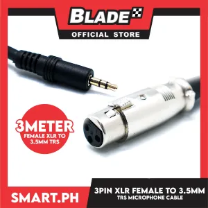 3 Meter XLR 3pin Female to 3.5mm TRS Male Audio Cable Microphone Cord for BM800, V8 Sound card