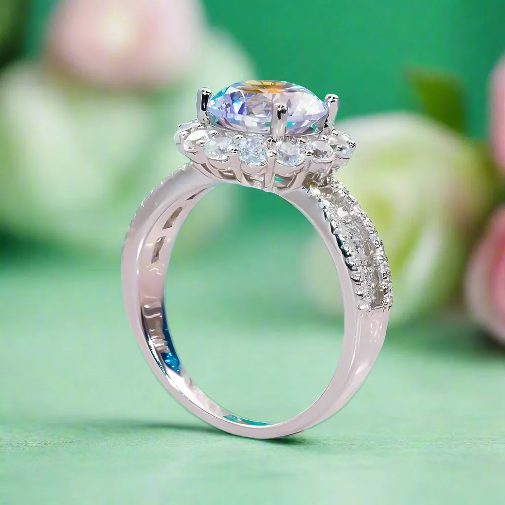3.0 Ct Round Diamond Halo Engagement Ring