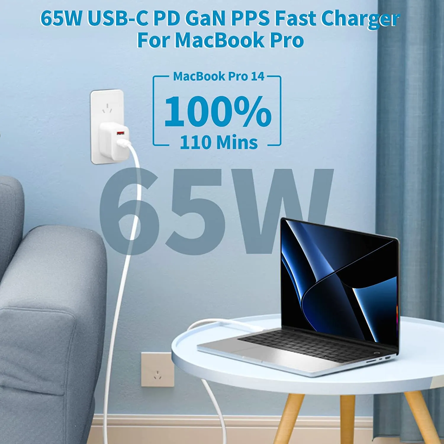 65W DUAL Fast Wall Charger Adaptor For iPhone iPad