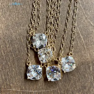 806 Gold Necklace with Clear stone