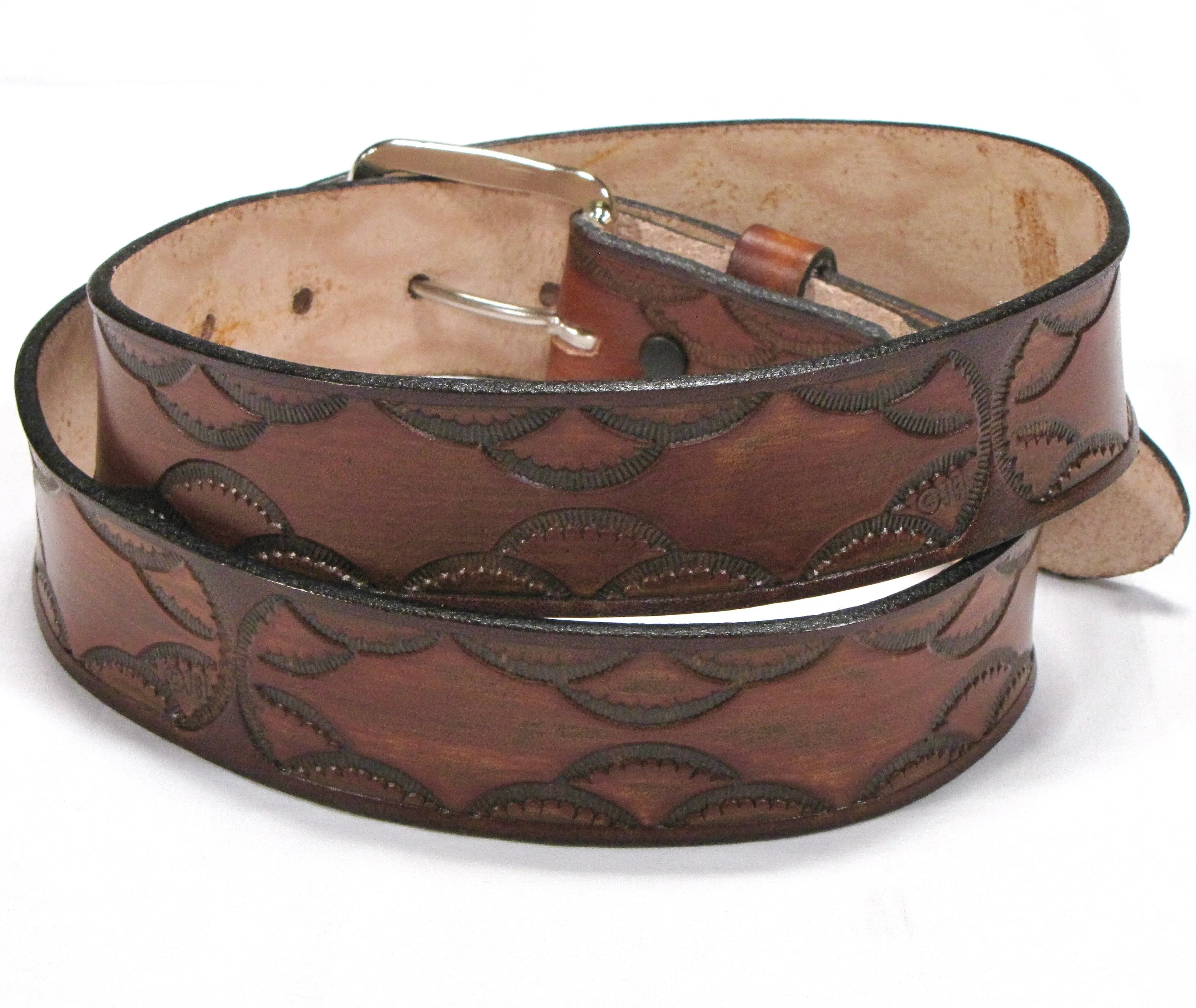 A109  1 1/2" Antique Finish Belt- Loop Edges