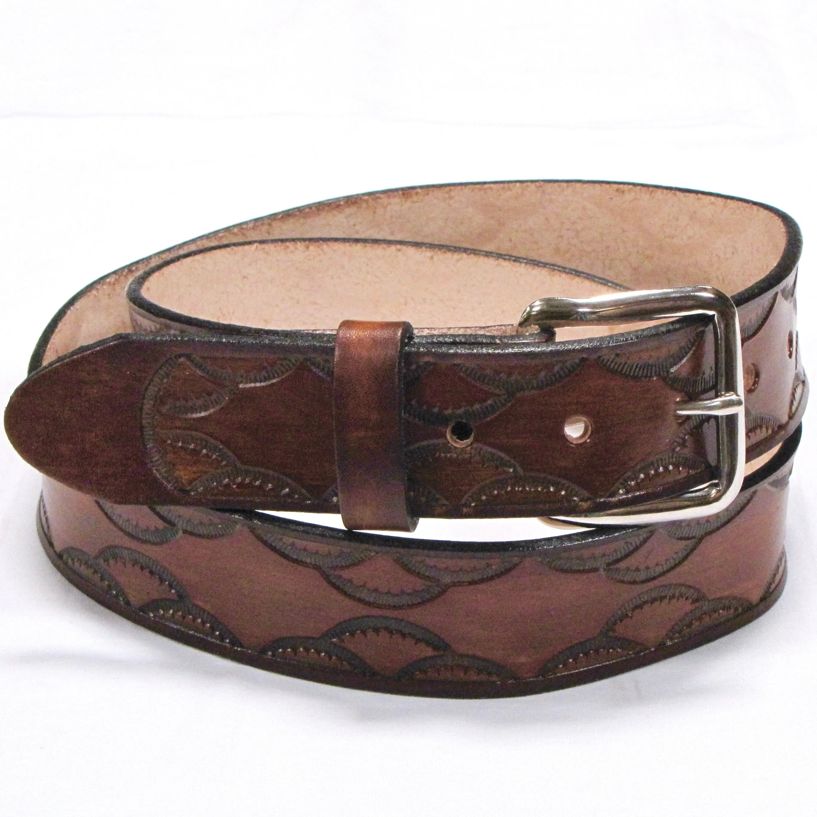 A109  1 1/2" Antique Finish Belt- Loop Edges