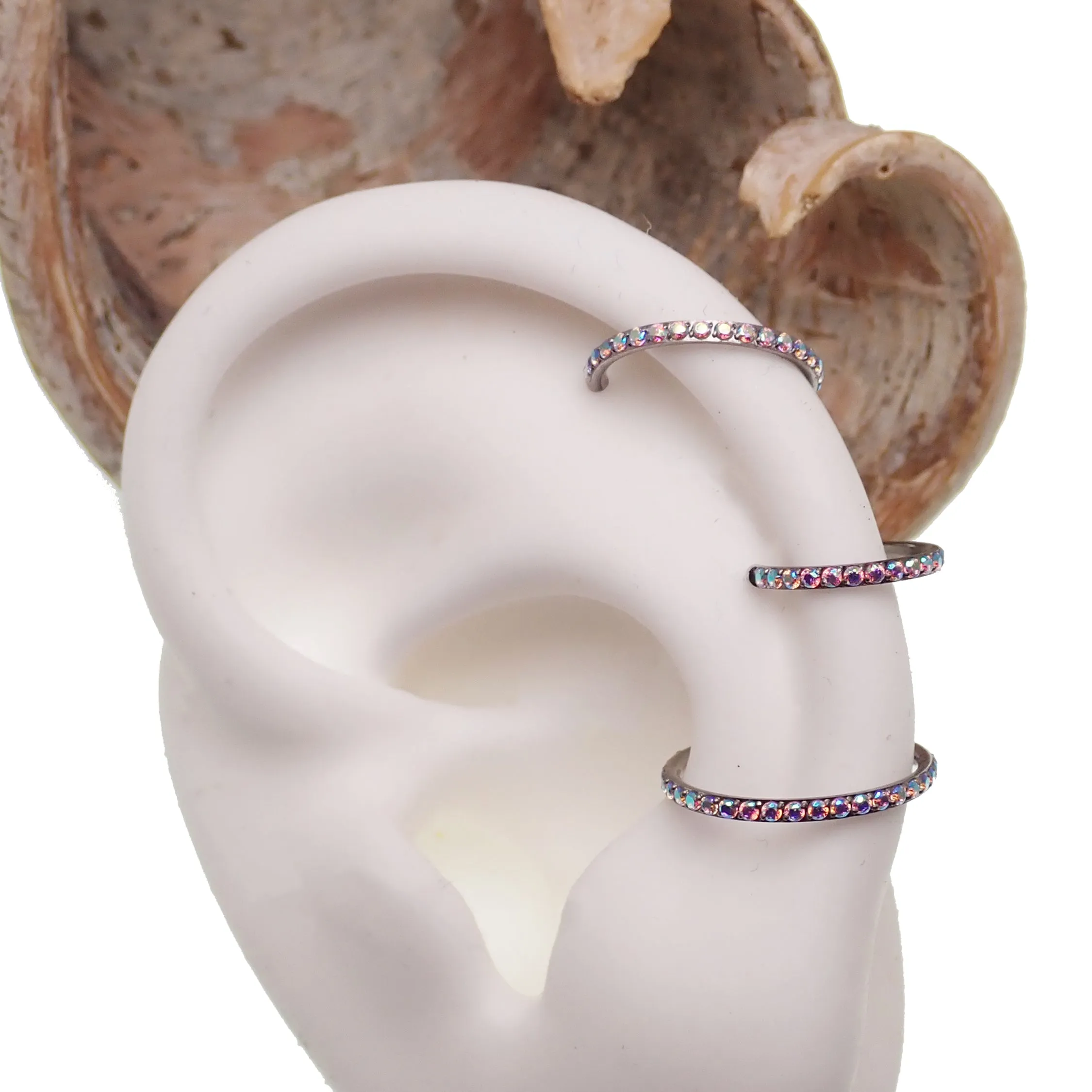 AB Sparkly Titanium CZ Clicker 16g