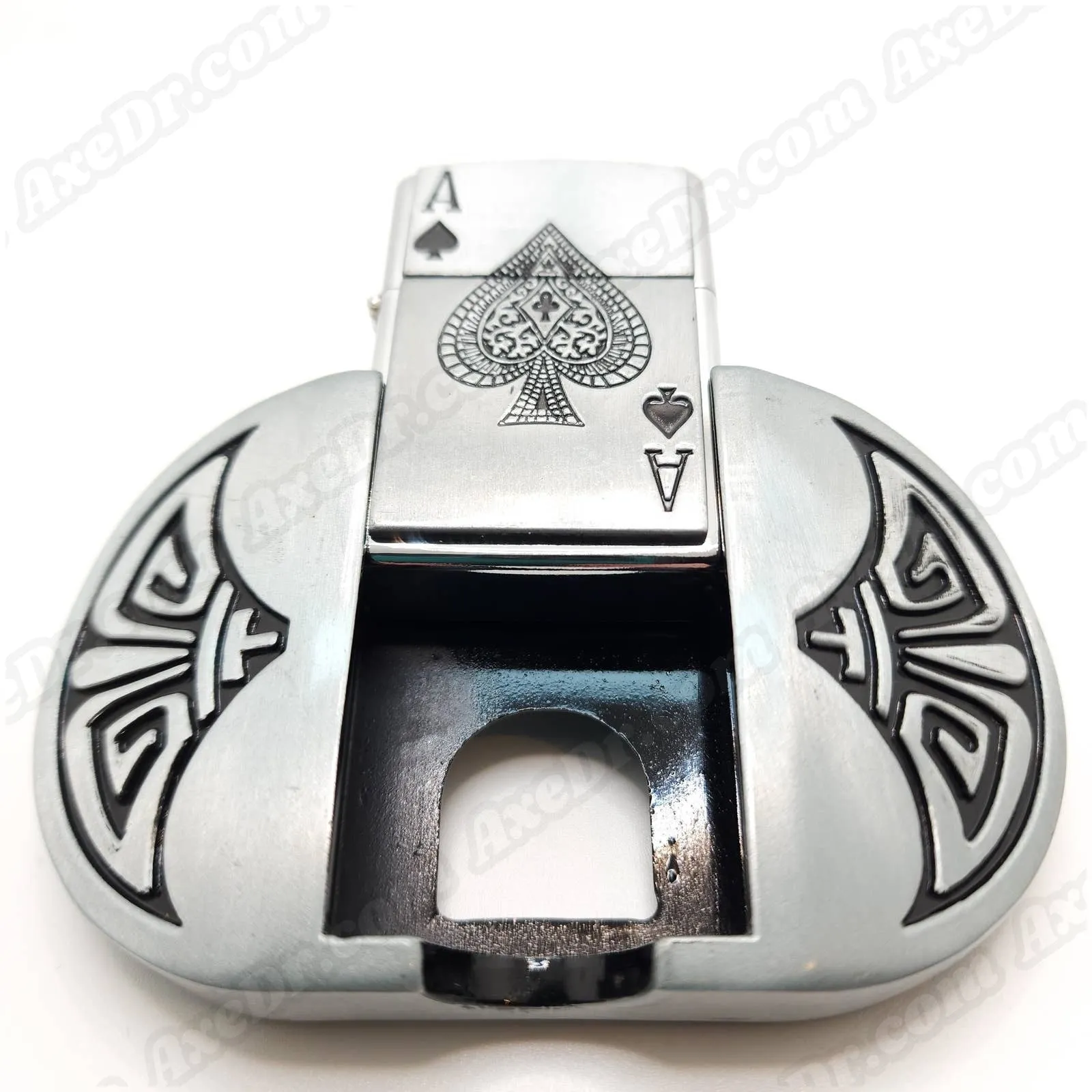 Ace of Spades Belt Buckle Lighter Holder with Ace of Spades Lighter Mens Western Cowboy Hidden Stash