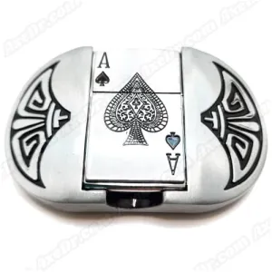 Ace of Spades Belt Buckle Lighter Holder with Ace of Spades Lighter Mens Western Cowboy Hidden Stash