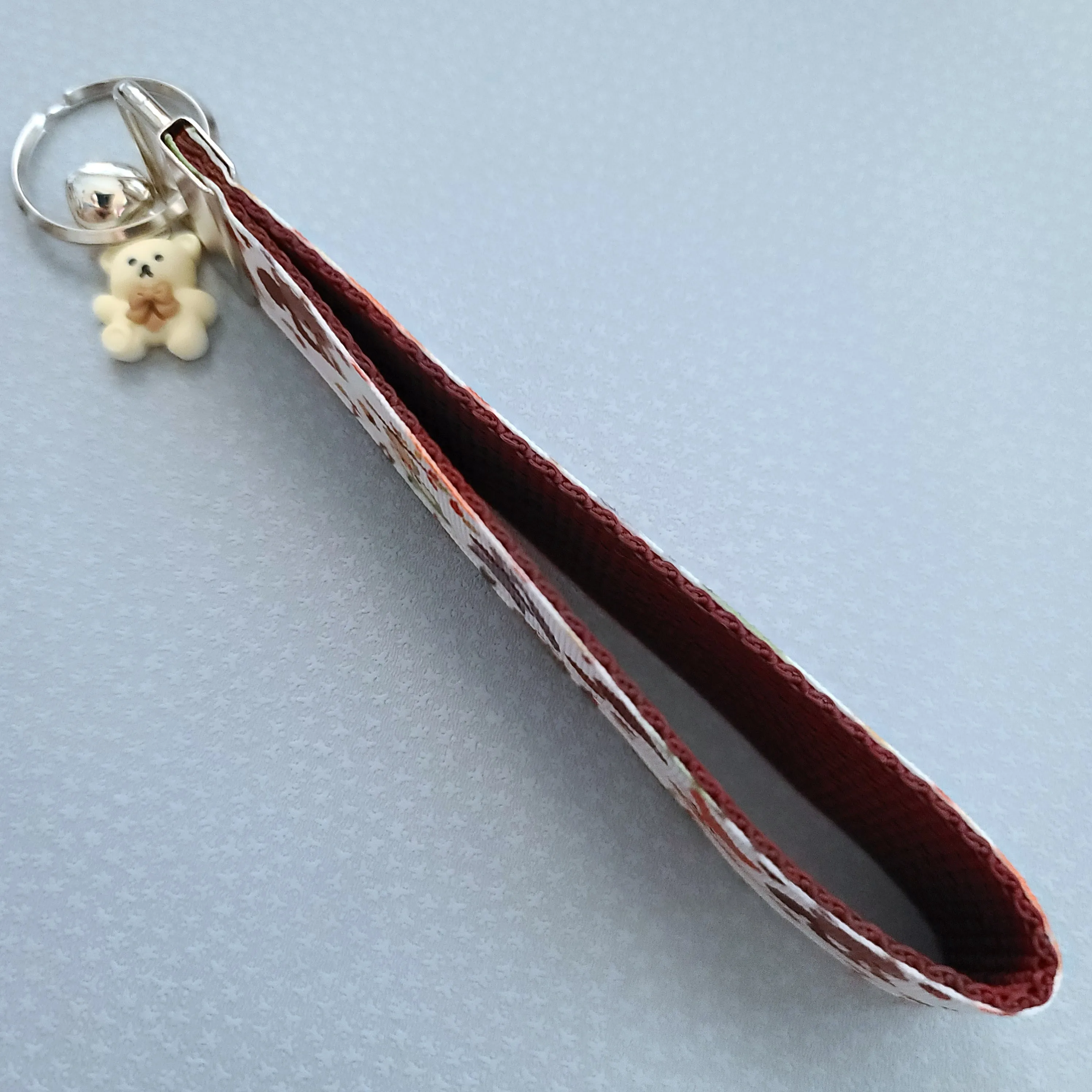 Adorable Fall Forest Friends on White Key Fob on Silver