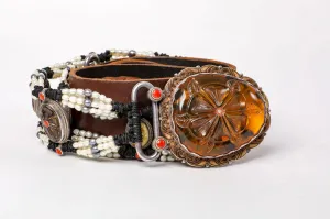 Amber flower buckle belt