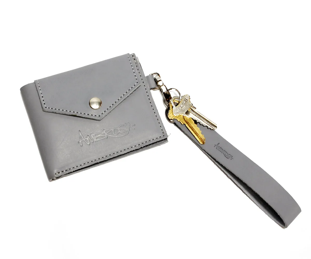 Ambrosia Keychain Gray Leather Wristlet