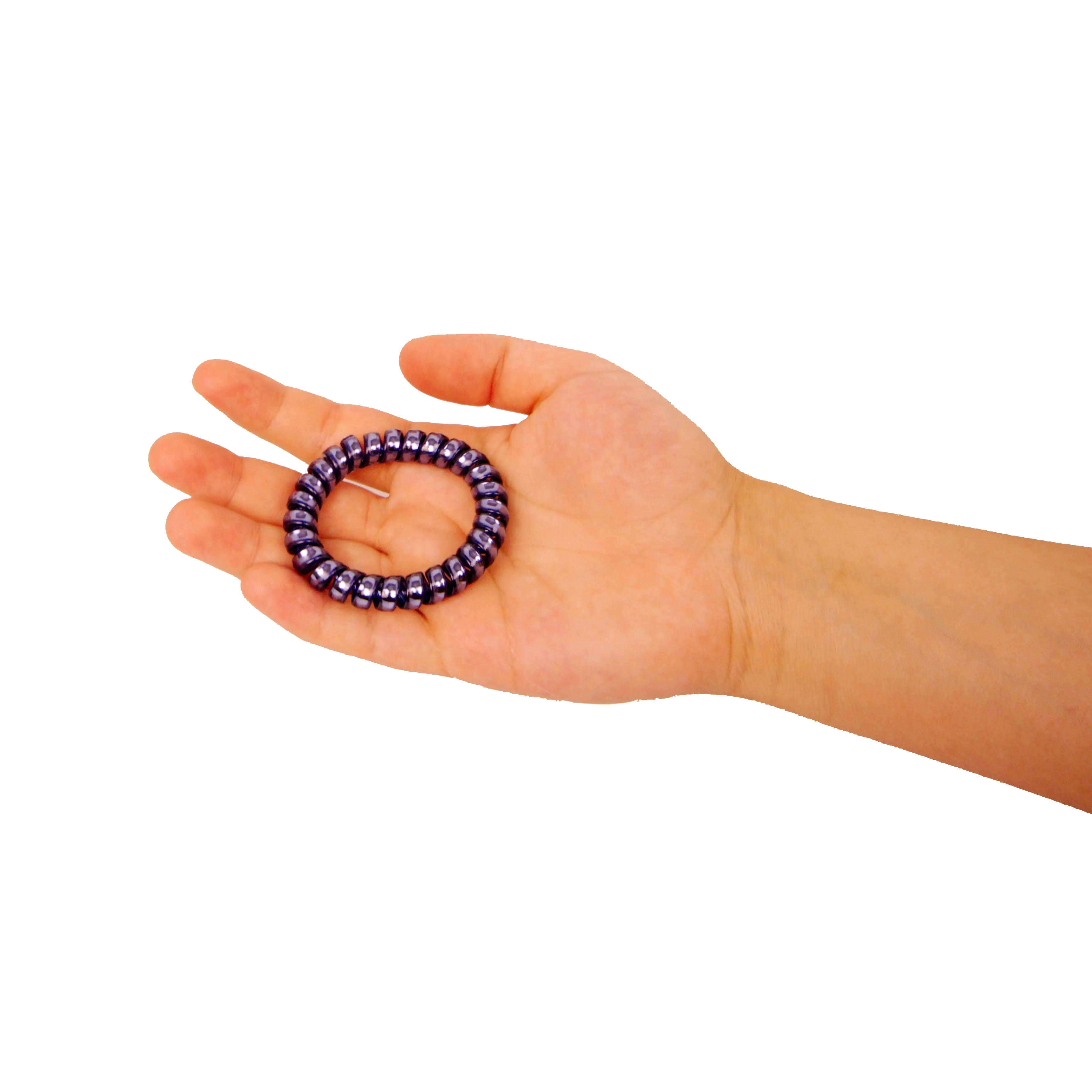 Amelia Beauty Products 8 Medium Smooth Elastic Hair Coils, 2.25in Diameter Spiral Hair Ties, Gentle on Hair, Strong Hold and Minimizes Dents and Creases, Sapphire Blue