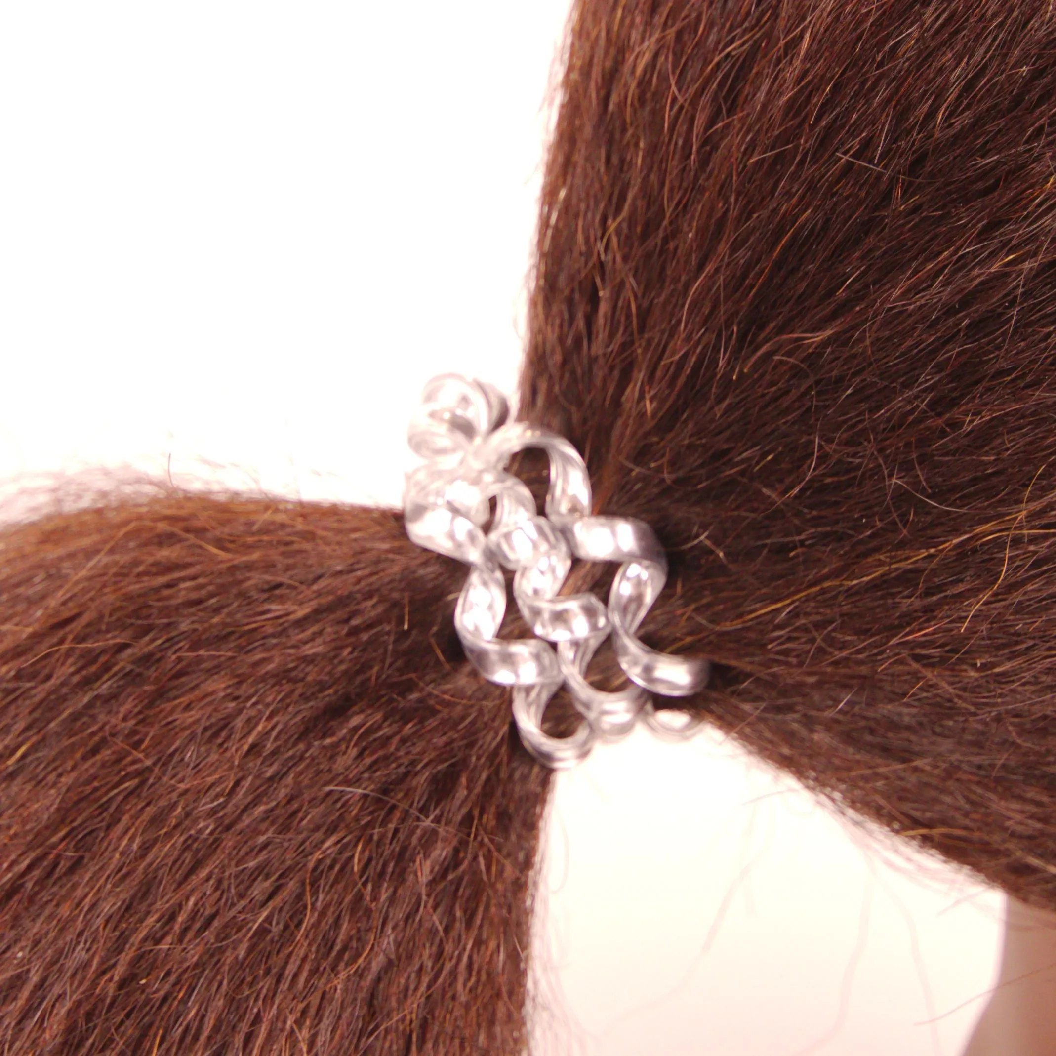 Amelia Beauty Products 8 Medium Smooth Elastic Hair Coils, 2.25in Diameter Spiral Hair Ties, Gentle on Hair, Strong Hold and Minimizes Dents and Creases, Silver