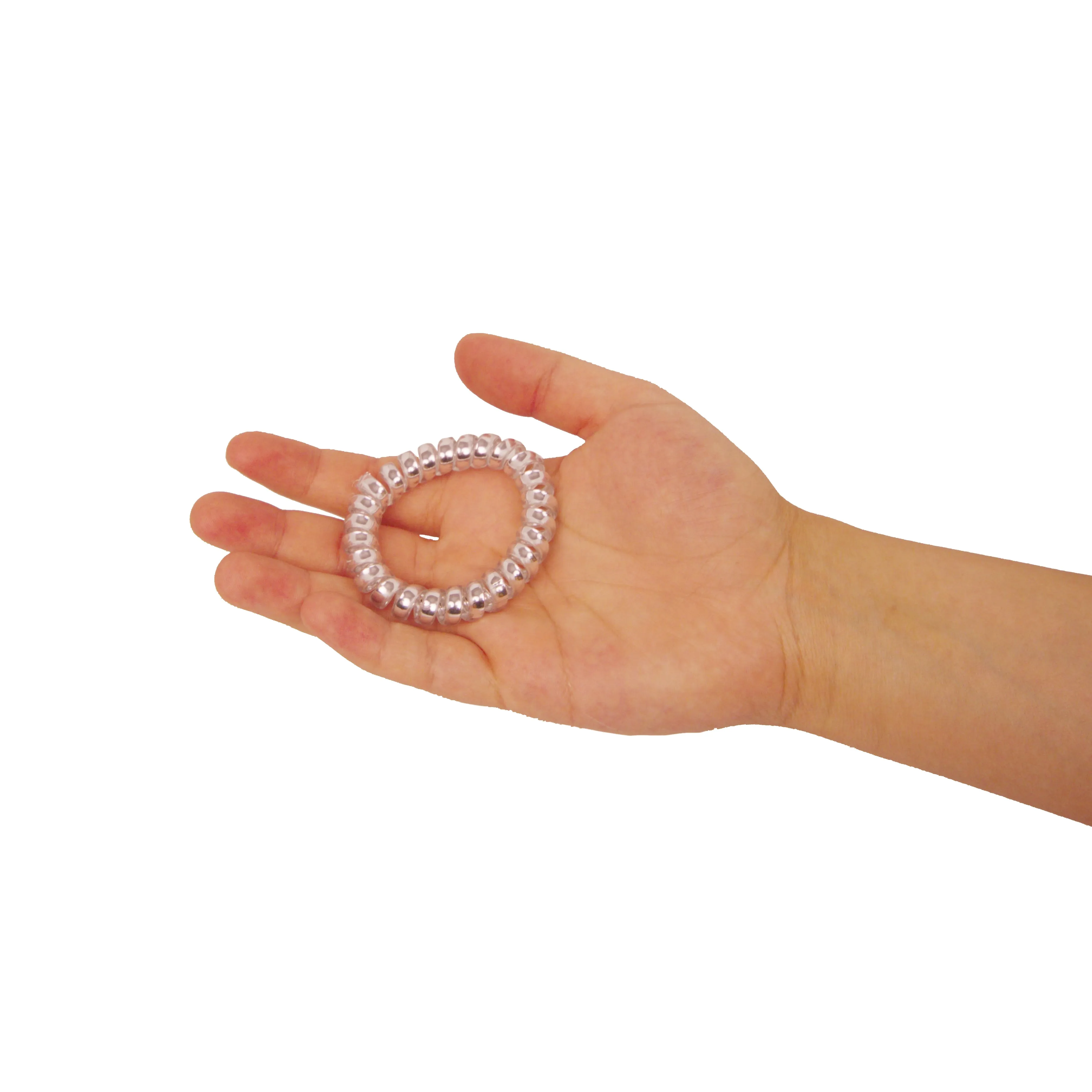Amelia Beauty Products 8 Medium Smooth Elastic Hair Coils, 2.25in Diameter Spiral Hair Ties, Gentle on Hair, Strong Hold and Minimizes Dents and Creases, Silver