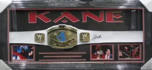 American Professional Wrestler Kane Hand Signed Autographed WWE Intercontinental Heavyweight Wrestling Champion Belt Custom Framed & Matted with JSA COA