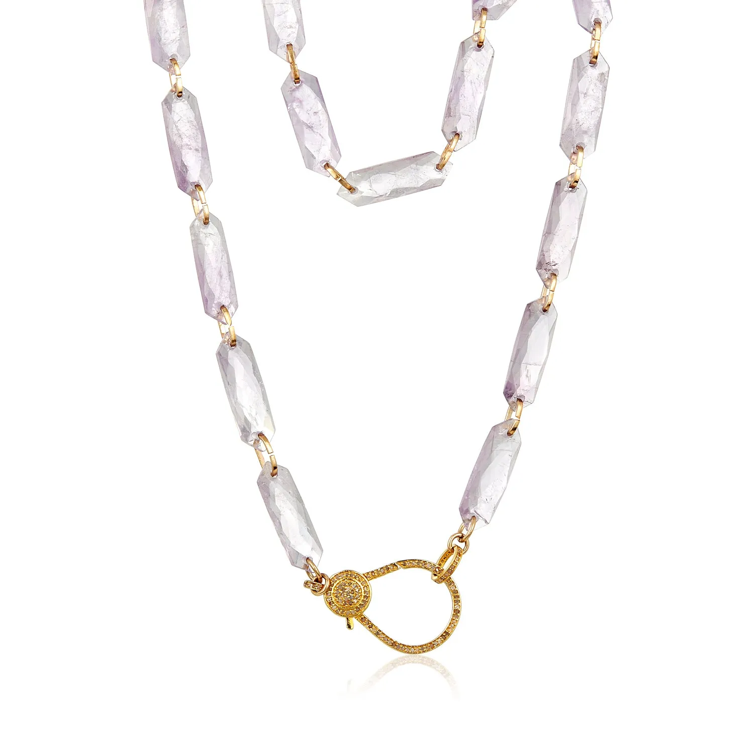 Amethyst Slice Diamond Lock Necklace