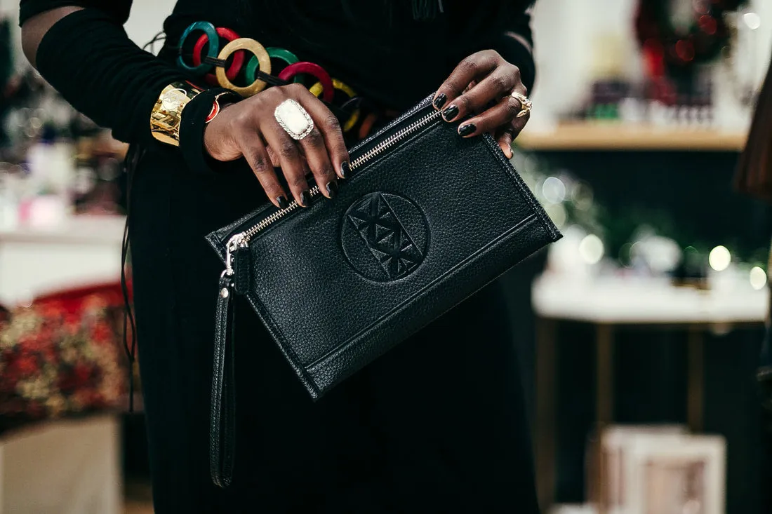 AMMA JO-Black Signature Wallet Clutch