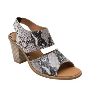 Andre Assous Pippa White Snake Block Heel Sandal Leather 8 Portugal‎ Sling Back