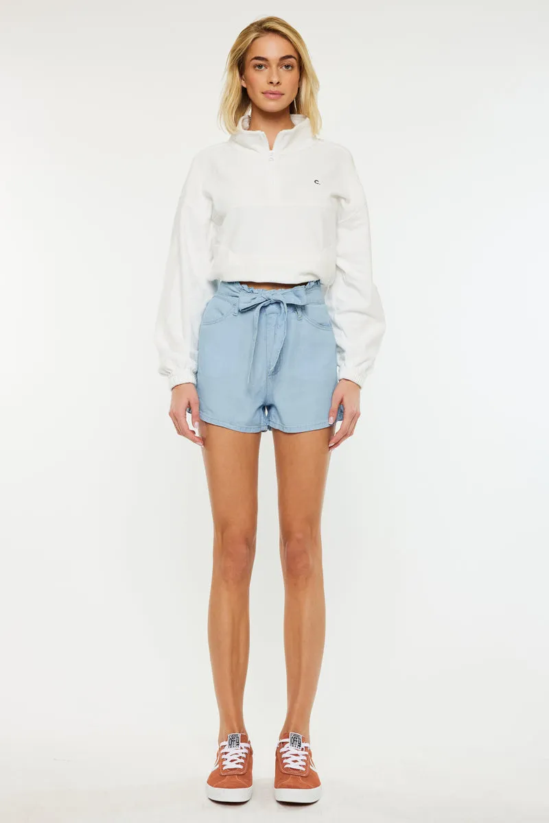 Asher Ultra High Rise Belted Paper-Bag Shorts