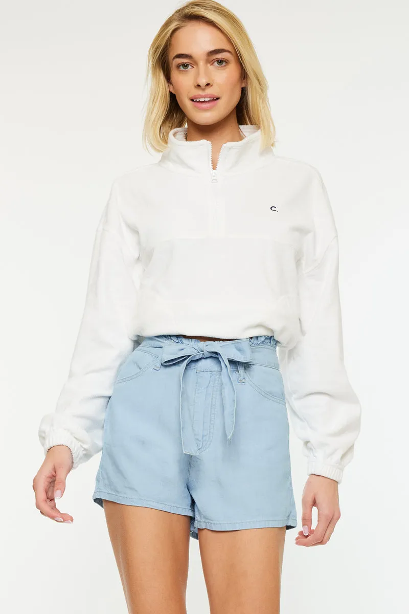 Asher Ultra High Rise Belted Paper-Bag Shorts