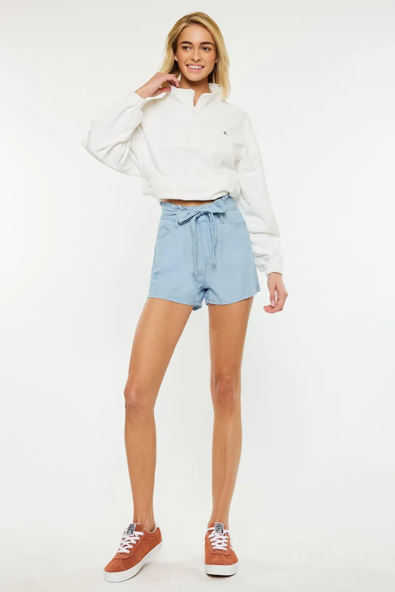 Asher Ultra High Rise Belted Paper-Bag Shorts