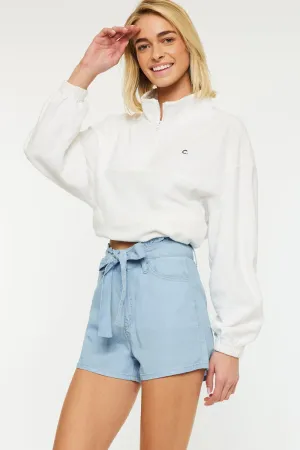 Asher Ultra High Rise Belted Paper-Bag Shorts