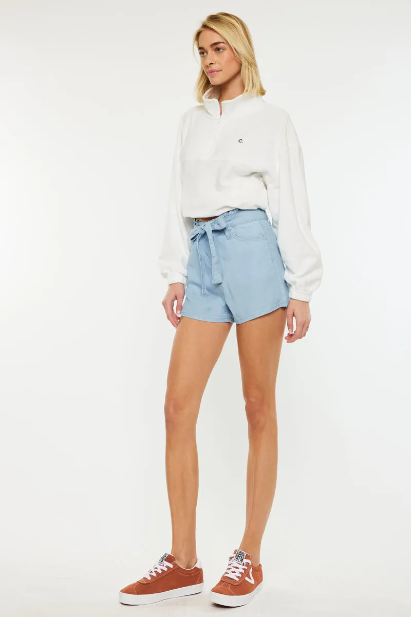 Asher Ultra High Rise Belted Paper-Bag Shorts