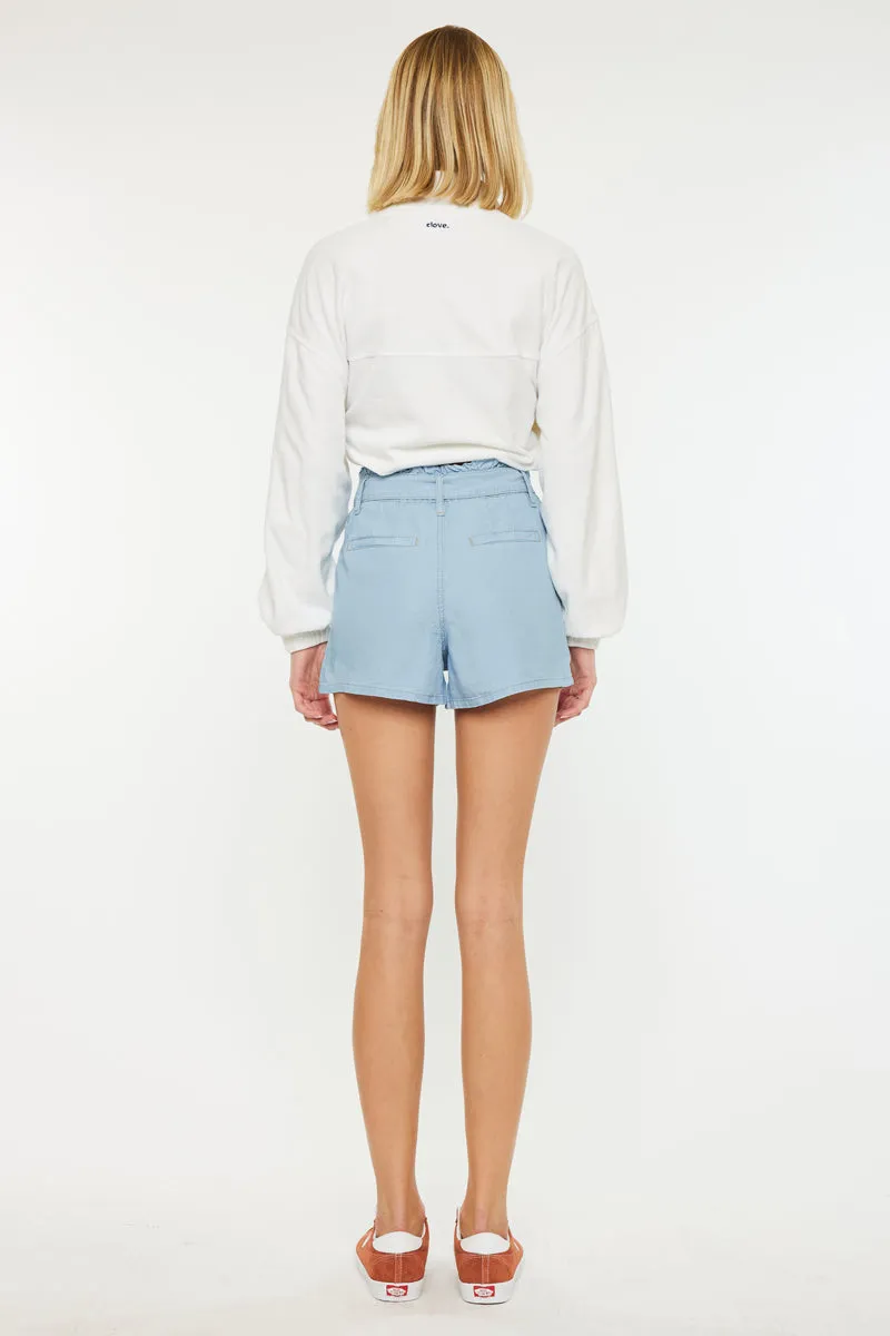 Asher Ultra High Rise Belted Paper-Bag Shorts