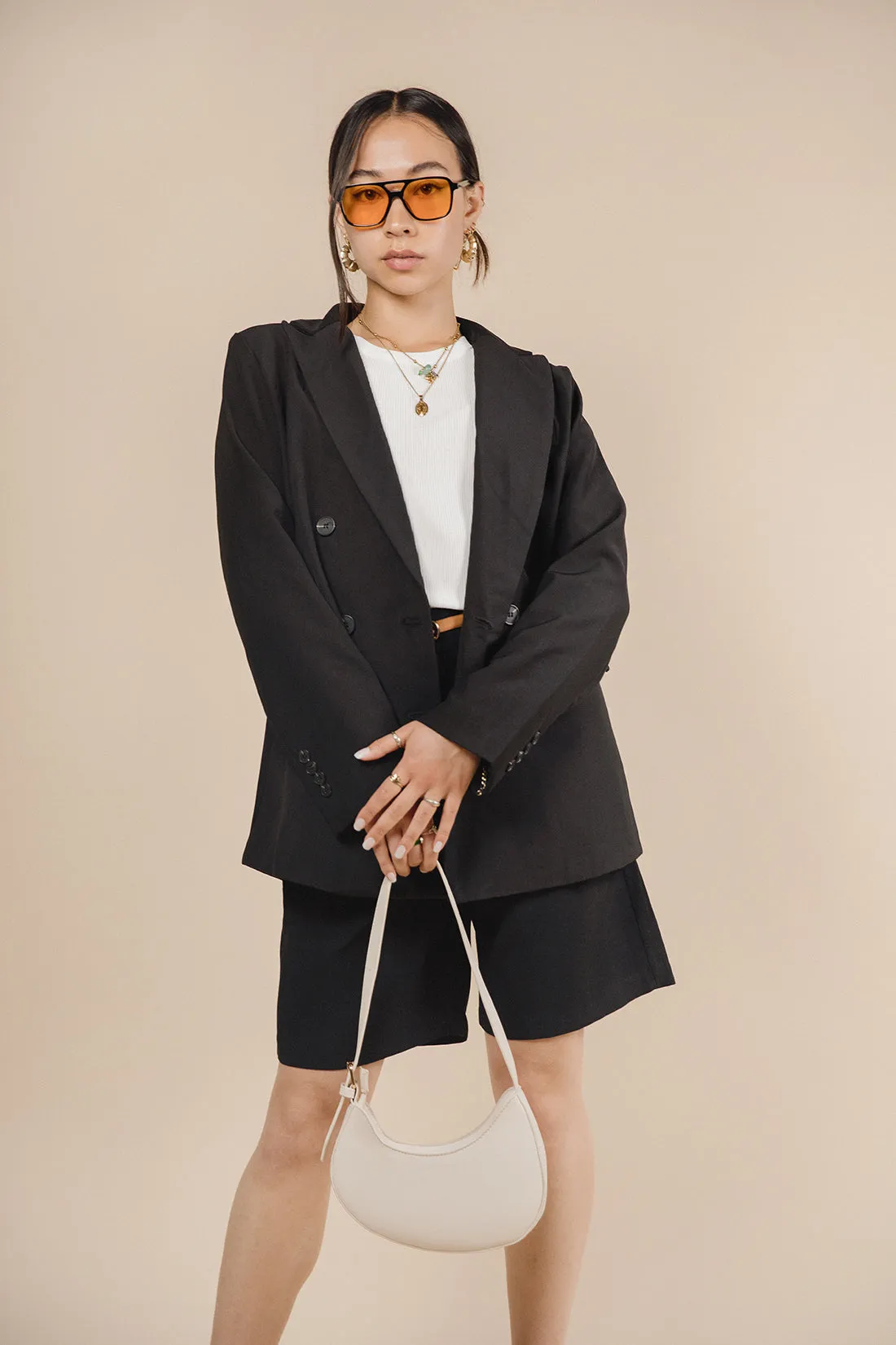 Astrid Longline Black Floaty Shorts