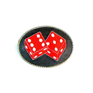 B-NNR  Embroidered Buckle- Red Dice