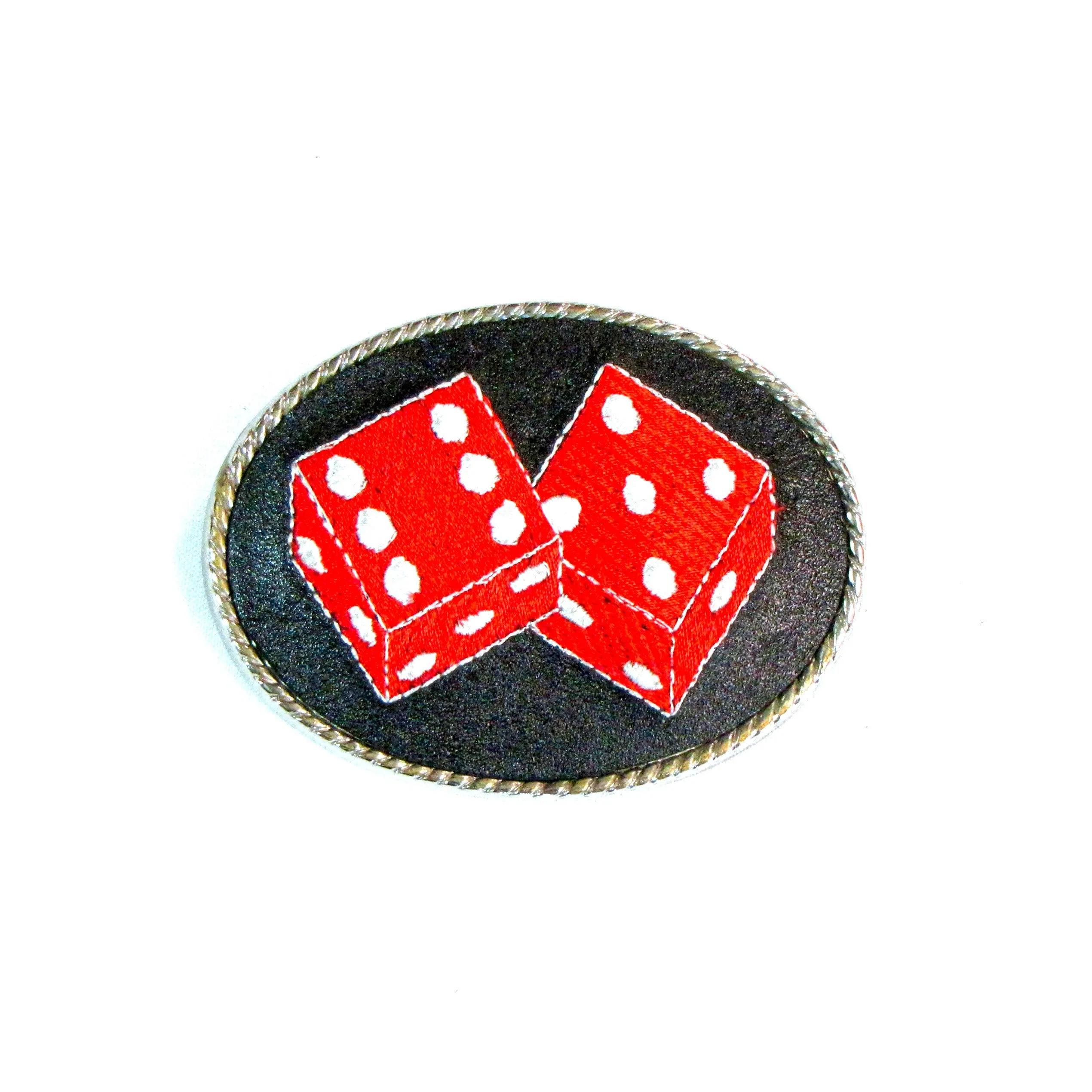 B-NNR  Embroidered Buckle- Red Dice
