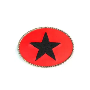 B-STB  Embroidered Buckle- Red w/ Black Star
