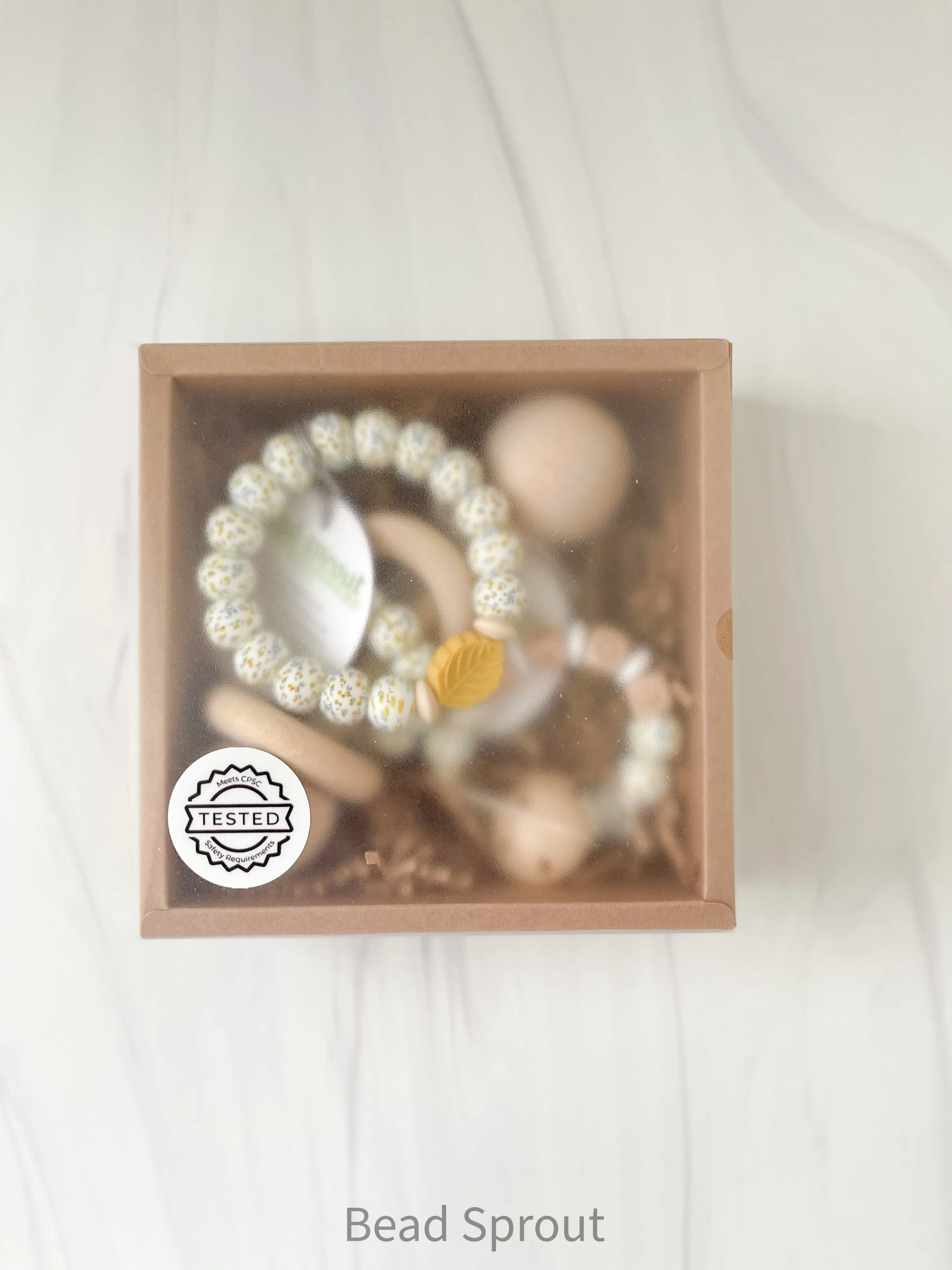 Baby Gift Set | Personalized Pacifier Clip, Wooden Rattle & Wristlet Keyring | Bead Sprout
