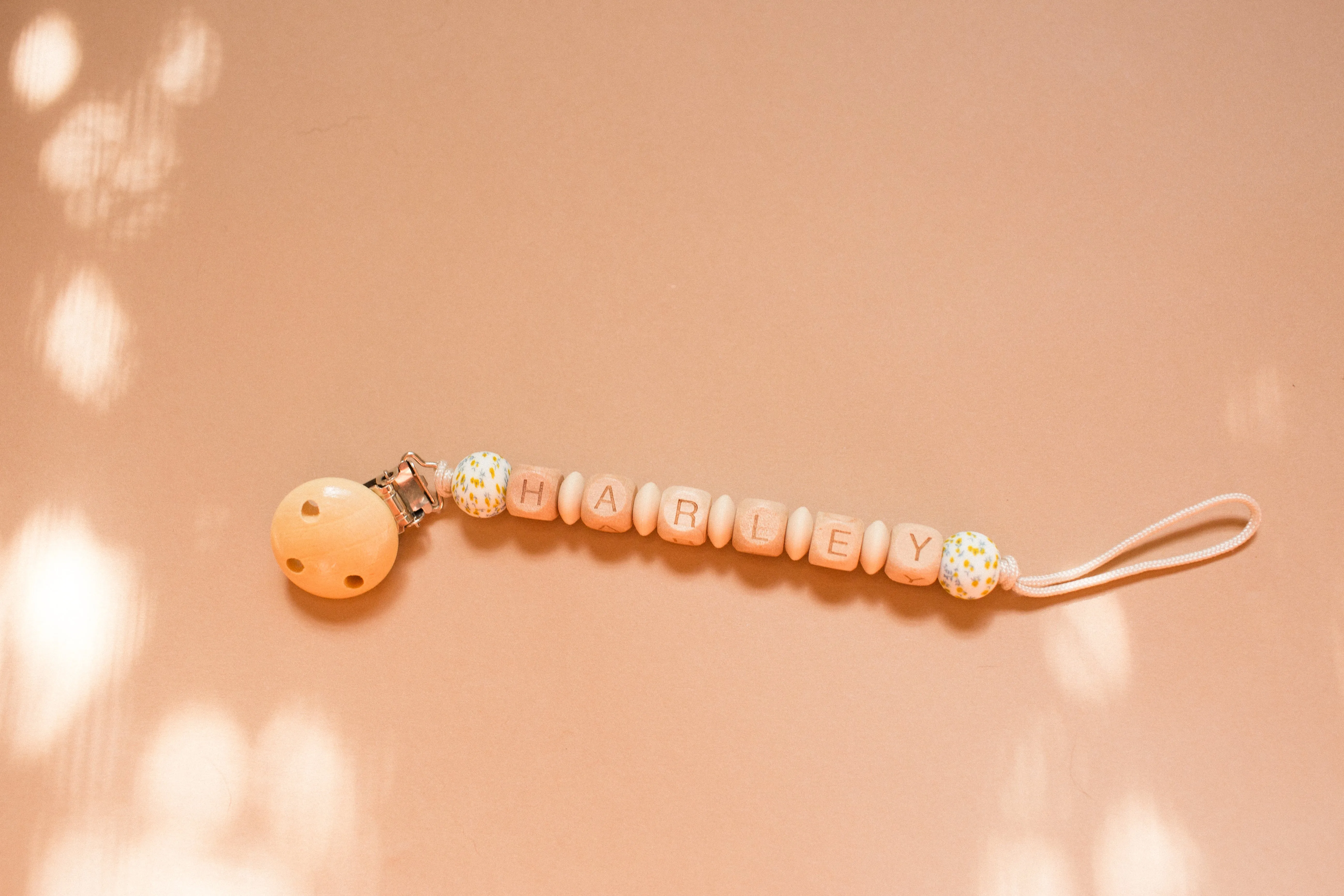 Baby Gift Set | Personalized Pacifier Clip, Wooden Rattle & Wristlet Keyring | Bead Sprout
